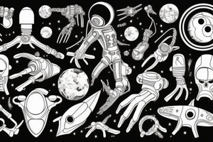 Spaceman, bones, Ctulhu tattoo idea