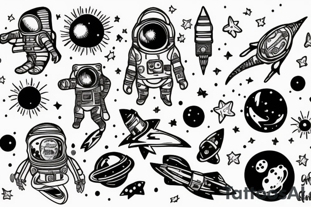 Spaceman, bones, Ctulhu tattoo idea