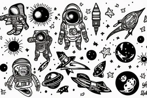 Spaceman, bones, Ctulhu tattoo idea