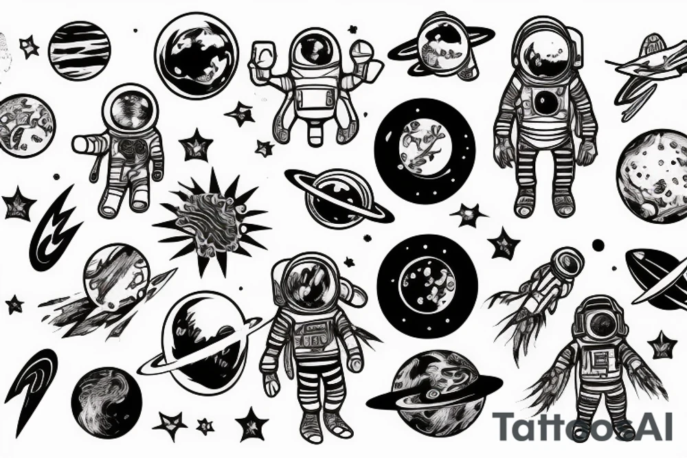 Spaceman, bones, Ctulhu tattoo idea