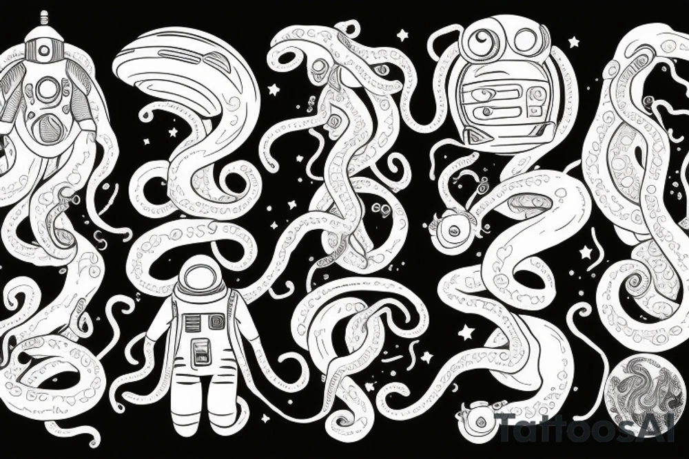 Spaceman, tentacles, Ctulhu tattoo idea