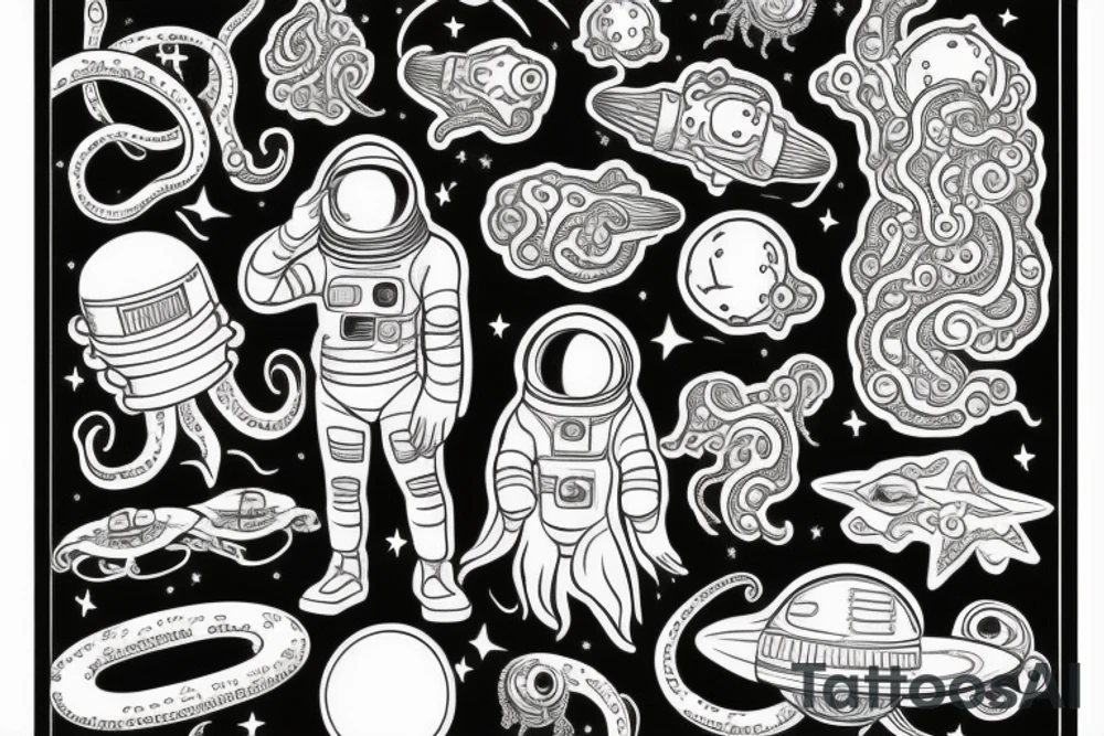 Spaceman, tentacles, Ctulhu tattoo idea