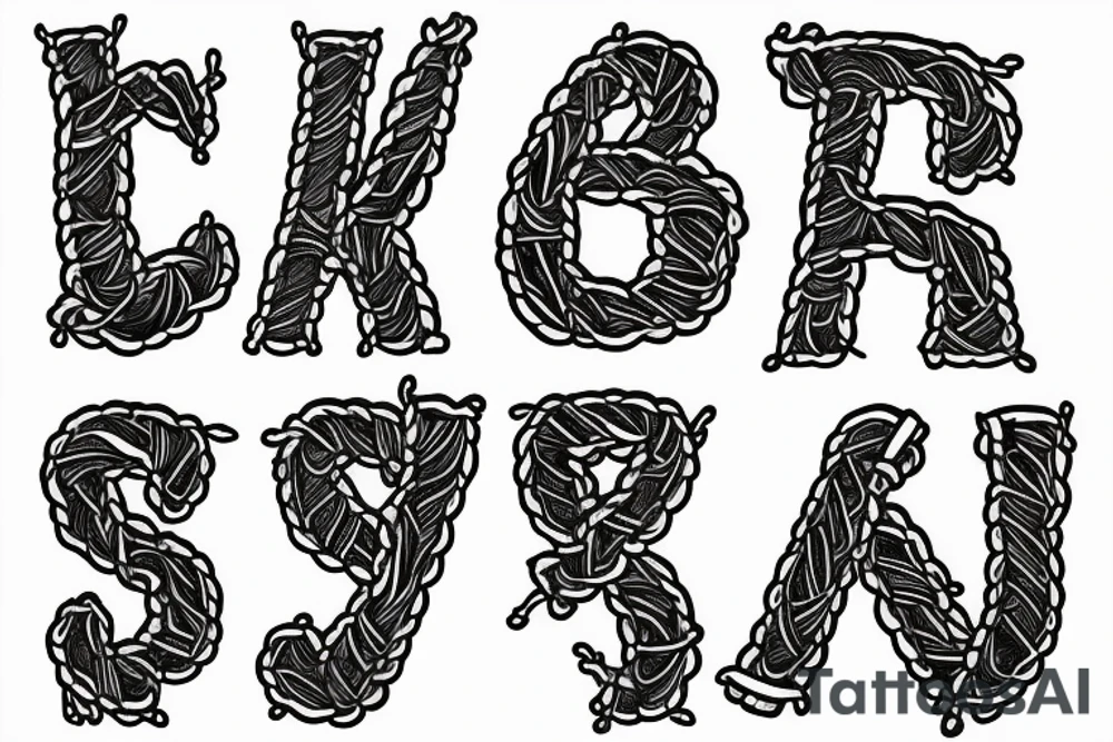 rope with letters tattoo idea