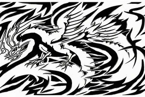 Dragon with lightning bolts fighting fire Phoenix tattoo idea