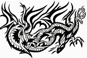 Dragon with lightning bolts fighting fire Phoenix tattoo idea