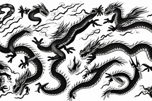 Dragon with lightning bolts fighting fire Phoenix tattoo idea