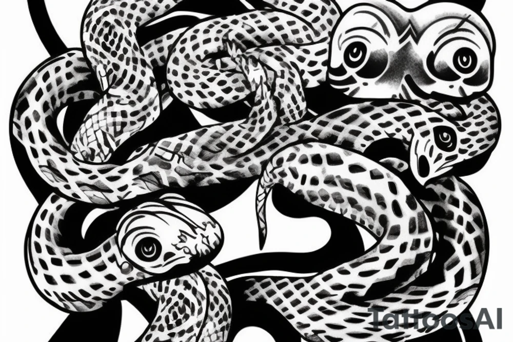 Hanya mask snake tattoo idea