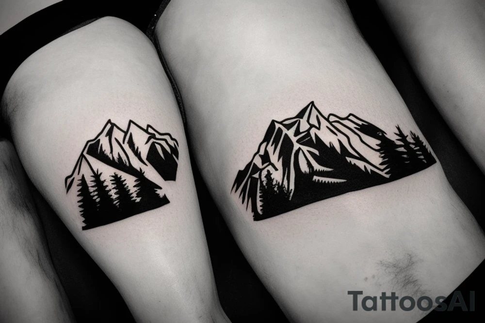 ski mountain near a lake tattoo idea
