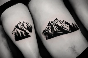 ski mountain near a lake tattoo idea