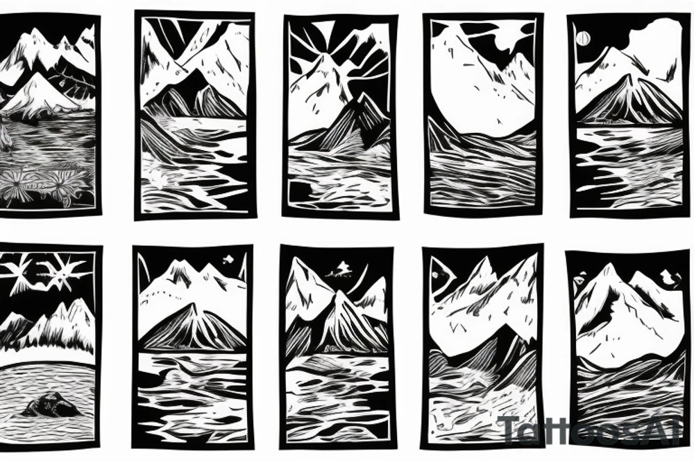 ski mountain near a lake tattoo idea