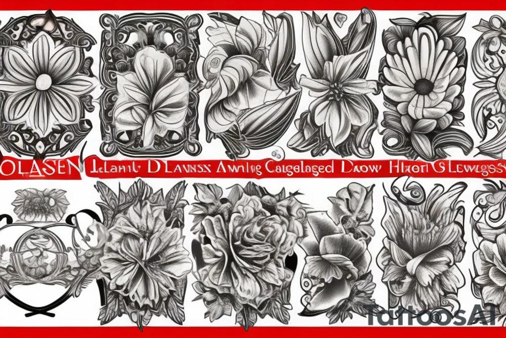mythological flower bush tattoo idea