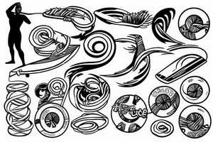 man surfing with hula hoop tattoo idea