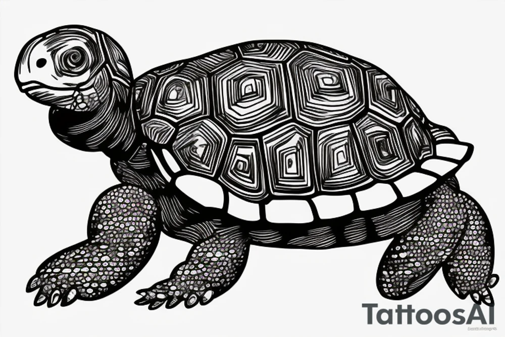 Tortoise standing up on a surfboard tattoo idea