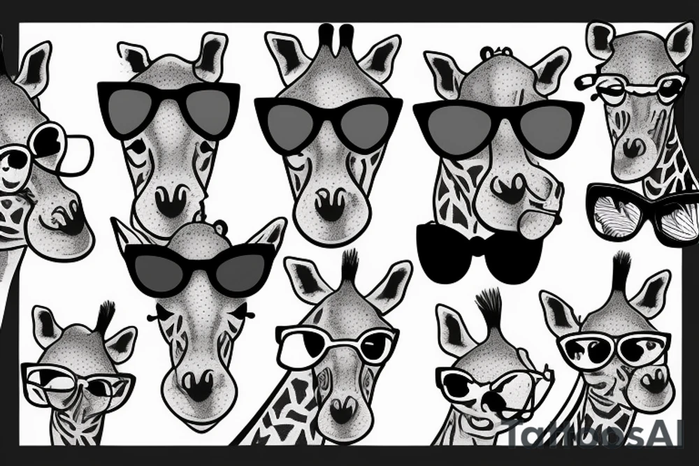 giraffe with sunglasses tattoo idea