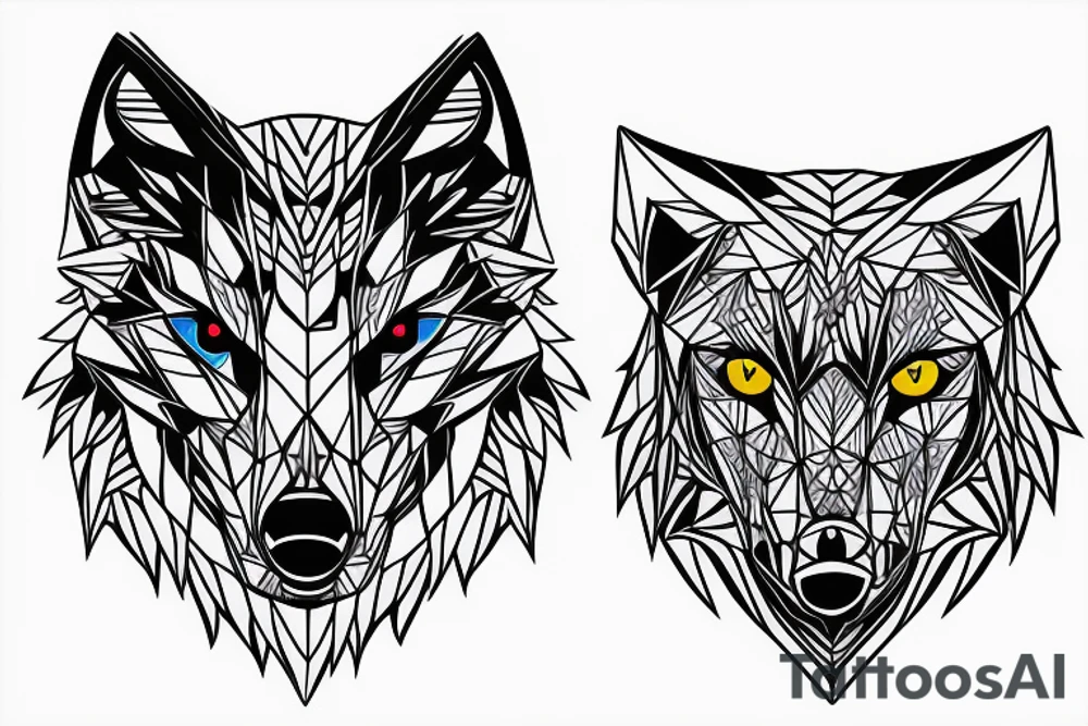 lone wolf with blue eyes tattoo idea