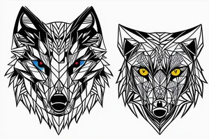 lone wolf with blue eyes tattoo idea
