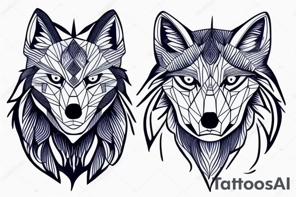 lone wolf blue eyed moon minimalist tattoo idea