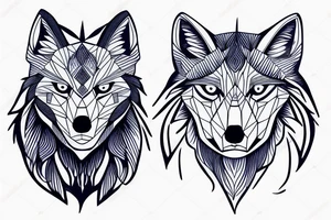 lone wolf blue eyed moon minimalist tattoo idea
