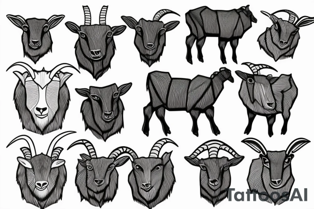 Goat standing on mountain tattoo idea
