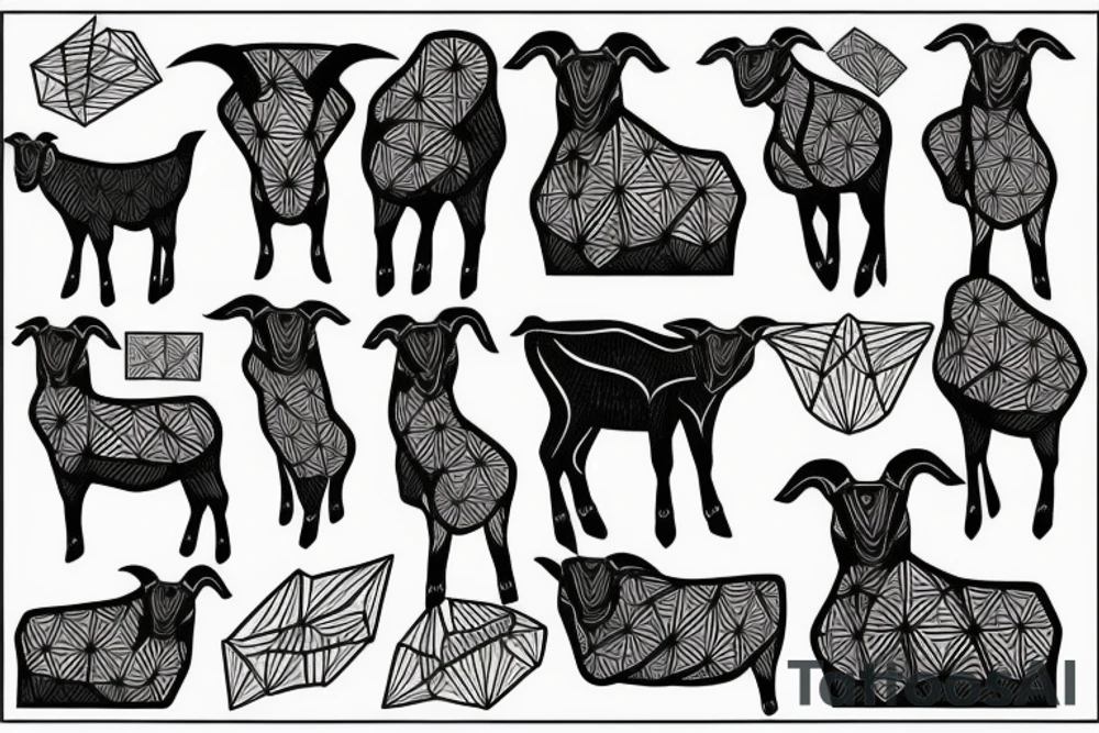 Goat standing on mountain tattoo idea