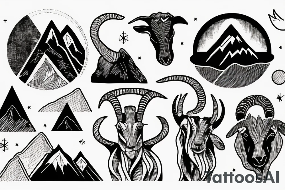 Mountain with a goat tattoo idea
