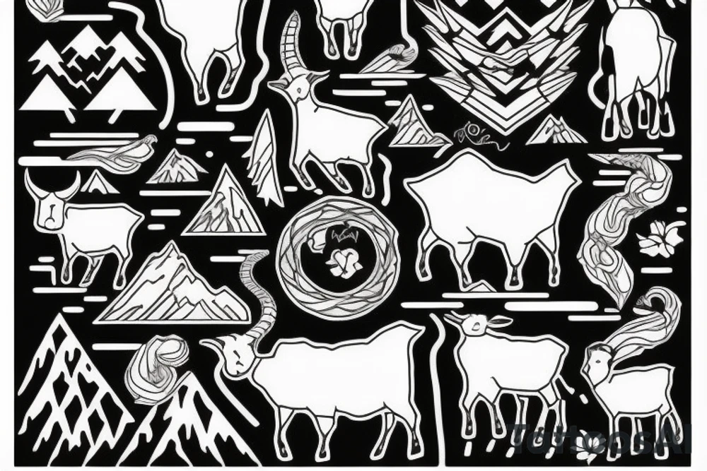 Mountain with a goat tattoo idea