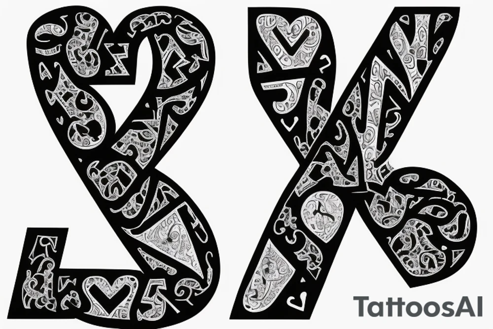 Letters - A and M entangled in each other. Also should include a heart. The letter A should not be easily visible. tattoo idea