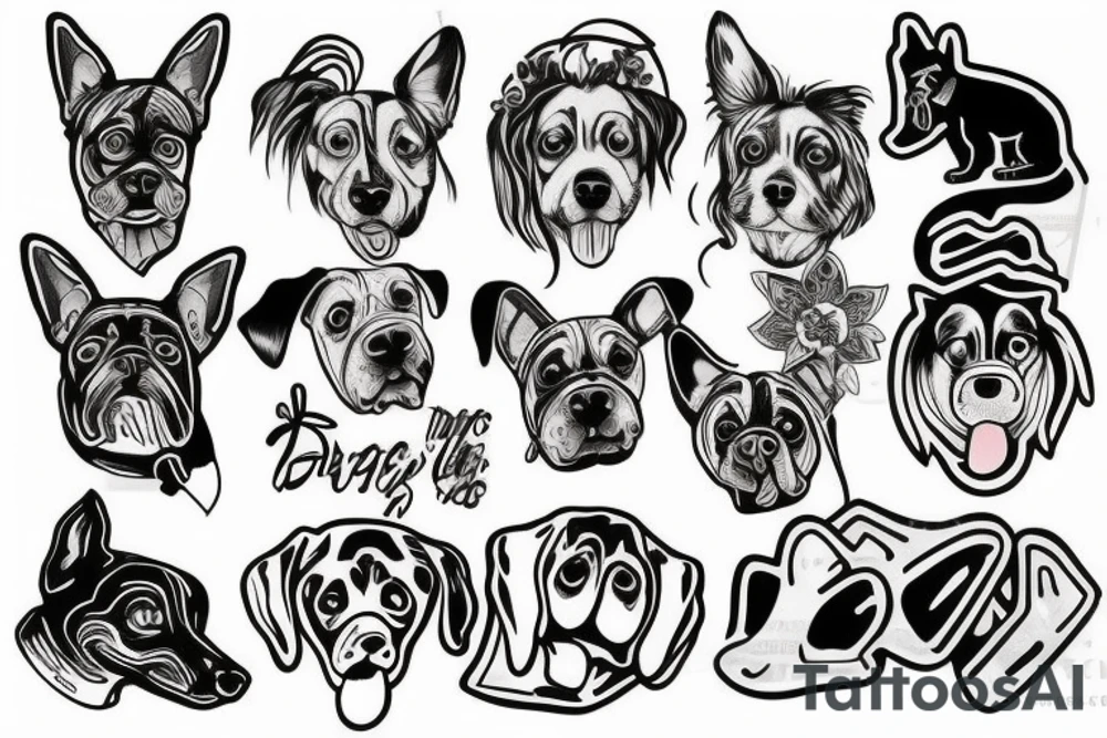 Dog cut in half tattoo idea