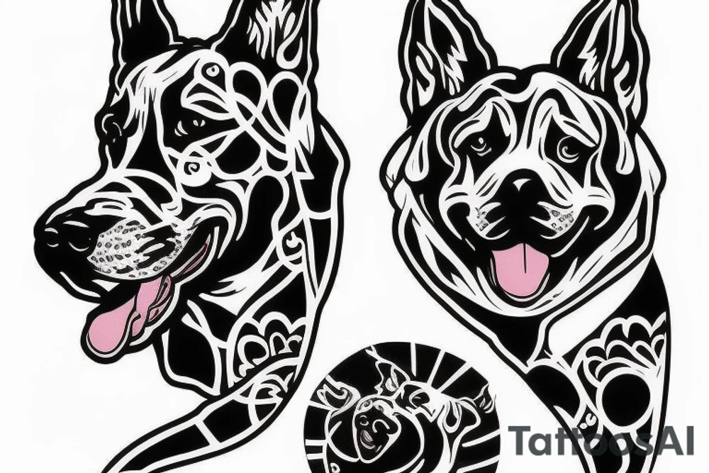 Dog cut in half tattoo idea