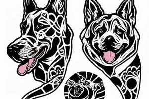 Dog cut in half tattoo idea