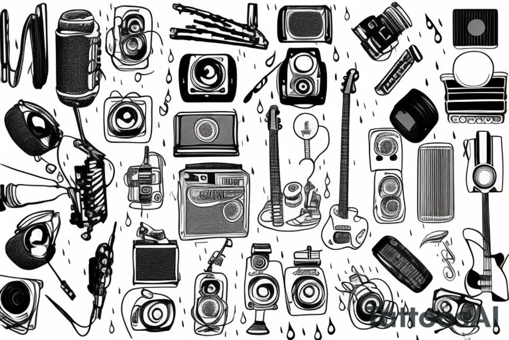 Music, rain, camera, tattoo idea