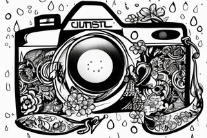 a camera on a rainy day listening to music tattoo idea