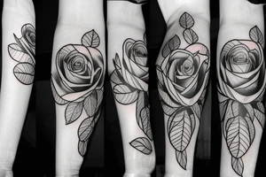Rose flower with black leaves tattoo idea