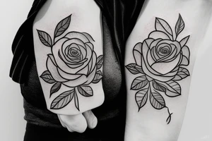 Rose flower with black leaves tattoo idea