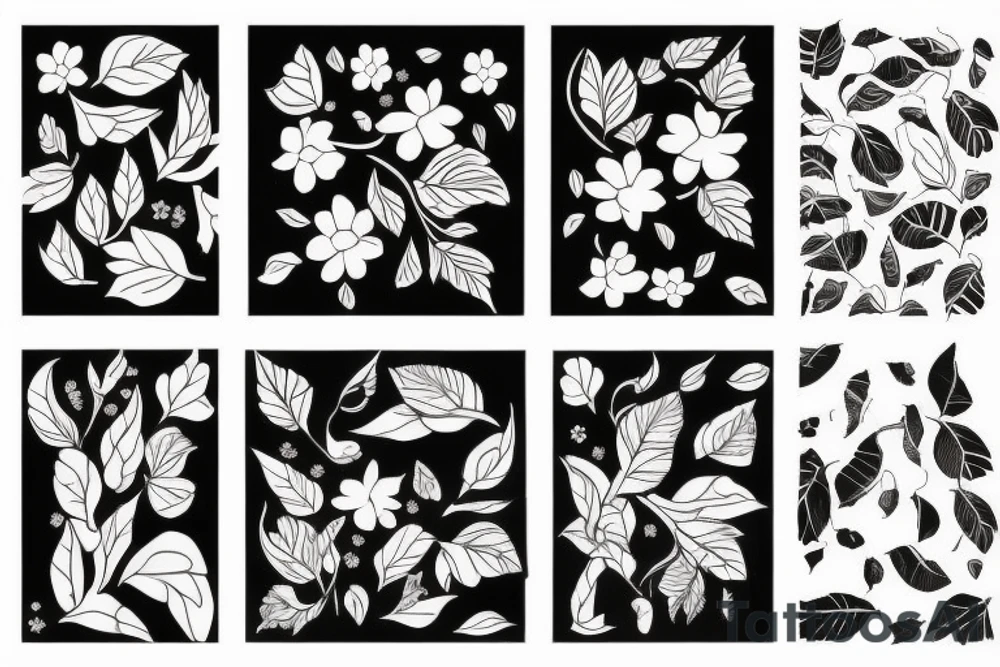 Flower with black leaves tattoo idea