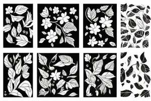 Flower with black leaves tattoo idea