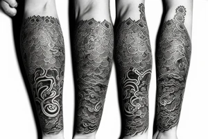 temple sleeve with oriental art tattoo idea