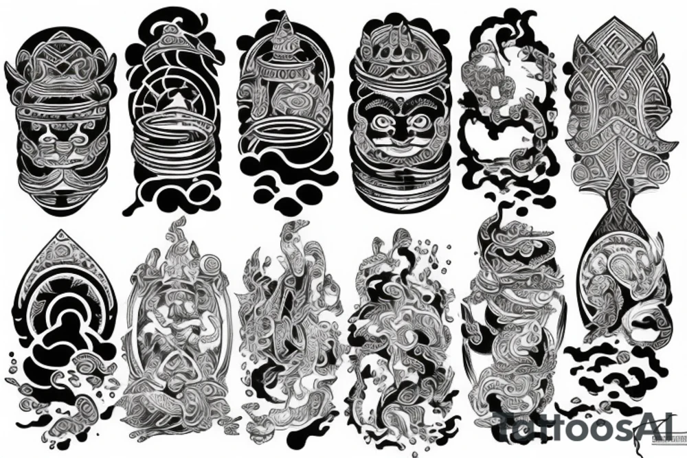 oriental temple sleeve tattoo idea