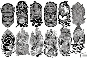 oriental temple sleeve tattoo idea