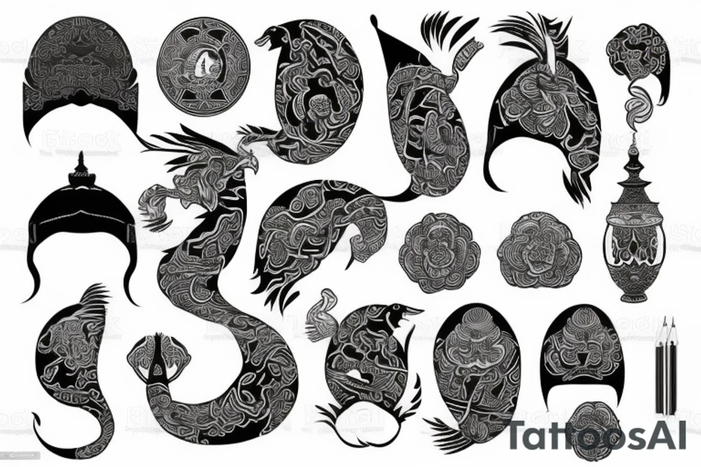 oriental temple sleeve tattoo idea