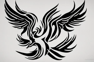 a phoenix that rises from flames and stretches its wings upward tattoo idea
