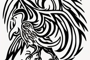 a phoenix that rises from flames and stretches its wings upward tattoo idea