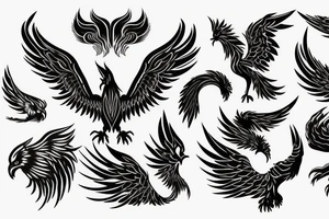a phoenix that rises from flames and stretches its wings upward tattoo idea
