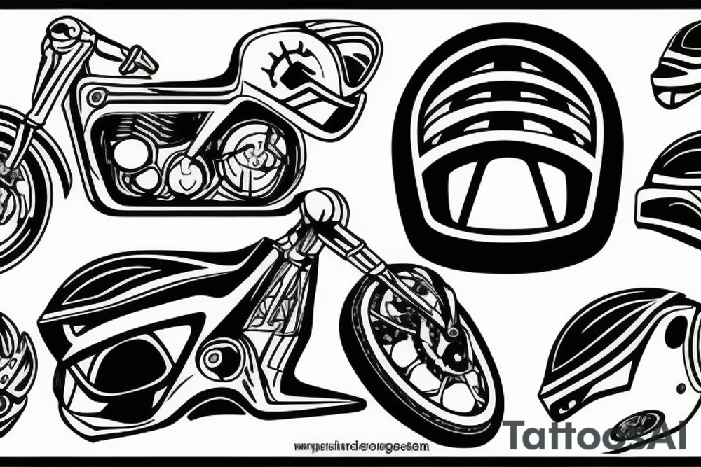 To sided helmet motrcycle cross and circuit tattoo idea