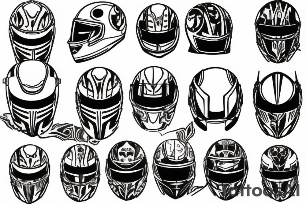 To sided helmet motrcycle cross and circuit tattoo idea
