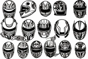To sided helmet motrcycle cross and circuit tattoo idea