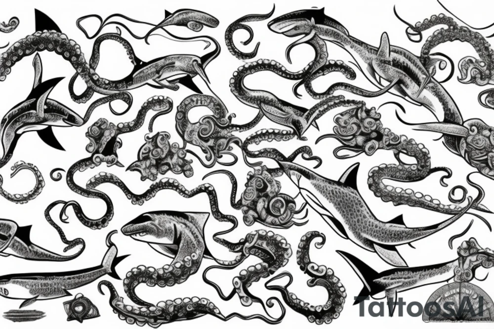 shark with octopus tattoo idea