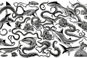 shark with octopus tattoo idea