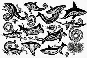 shark with octopus tattoo idea