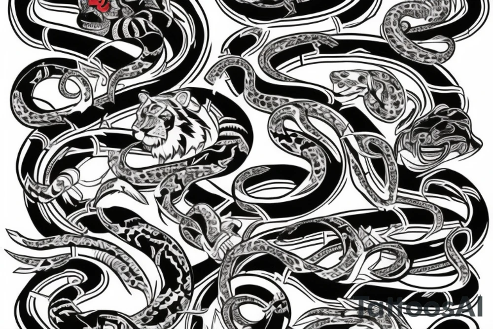 tiger and snake tattoo idea